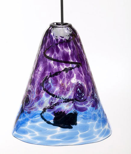 Purple and Blue Van Glow Hand Blown Glass Tea Light Lantern