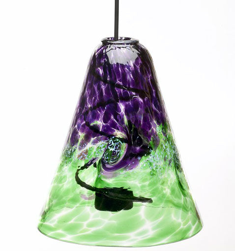Purple and Green Van Glow Hand Blown Glass Tea Light Lantern