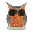 Fused Glass Blush Orange Wide-Eyed Owl