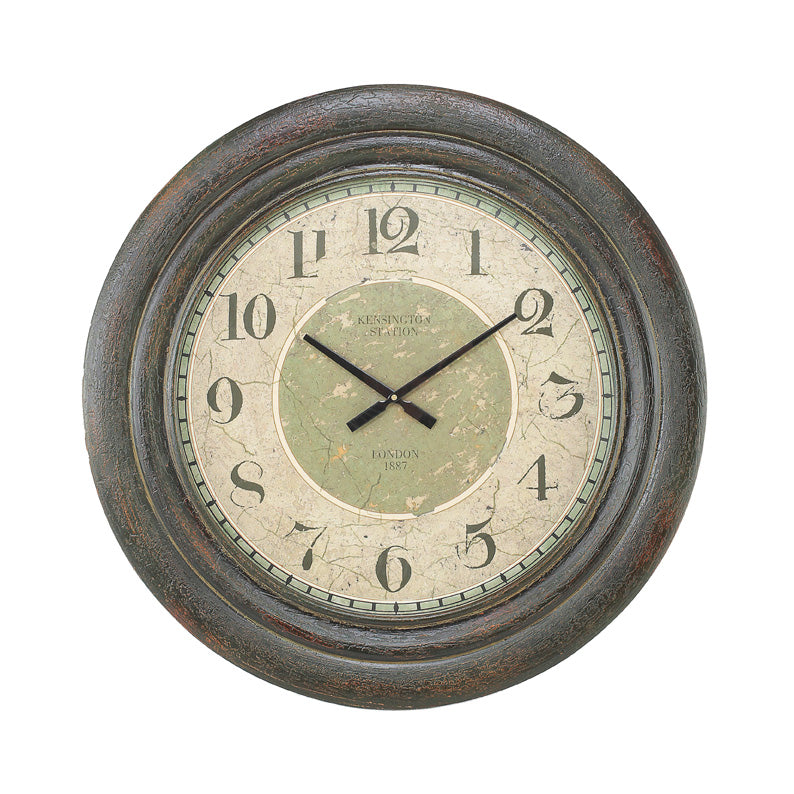 Forest Green Distressed Look Wall Clock