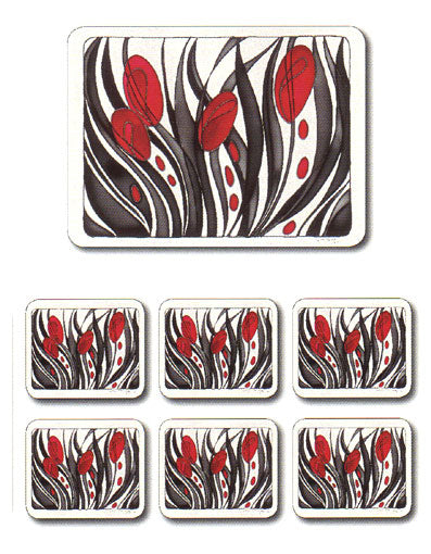 Scarlet Tulip 6 Coaster Set
