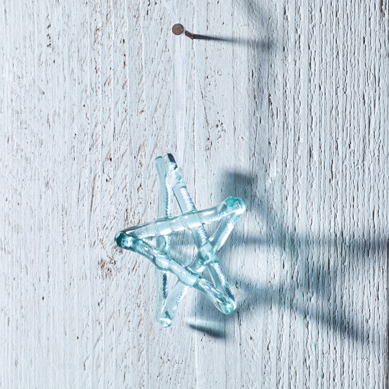 Pastel Green Fused Glass Christmas Star