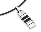 Black Rubber With Steel Elements Pendant