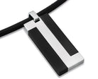 Black Leather Necklace With Steel Pendant