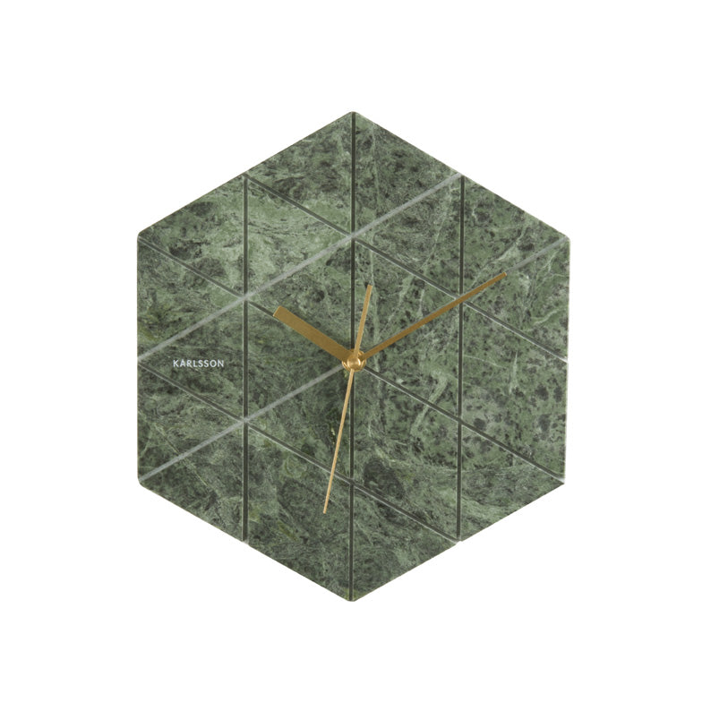 Unique Geometric Green Marble Wall Clock
