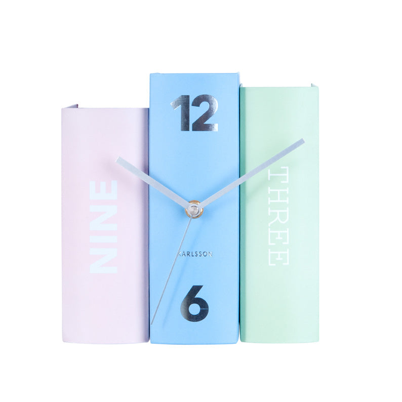 Book Lovers Table Clock In Pastel Shades