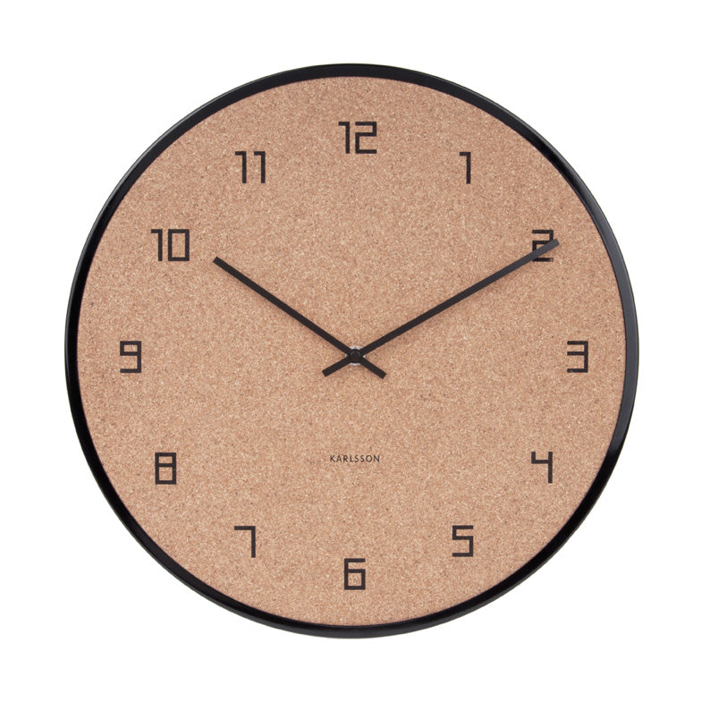 Contemporary Cork Wall Clock With Black Case