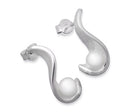 Pearl Set Swirl Design Silver Earrings