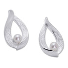 Oval Droplet Design Silver Earrings