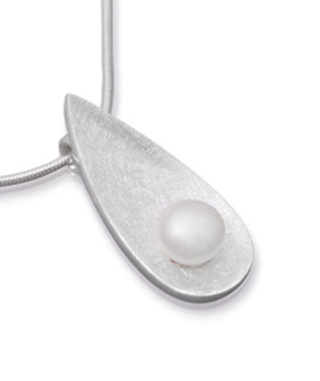 Pearl Set Teardrop Silver Pendant