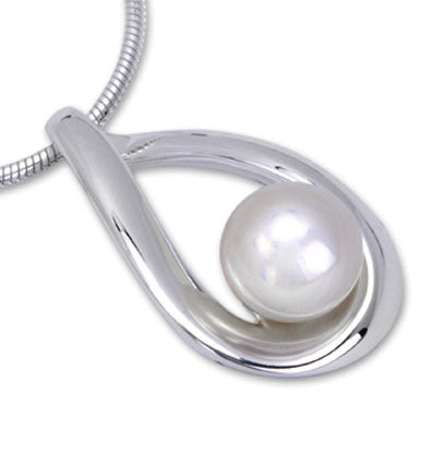 Simple Oval Droplet Design Silver Pendant