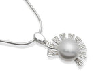 Encrusted Fan Silver Pearl Pendant