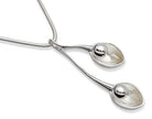 Double Droplet Design Satin Silver Pendant