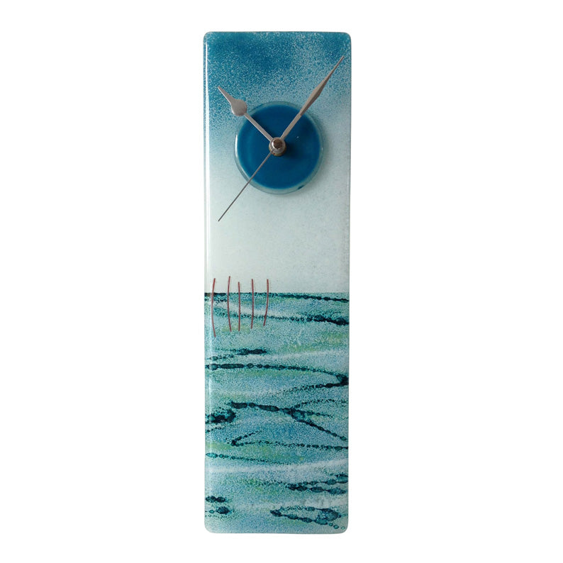 Blue and Green Seas Fused Glass Wall Clock