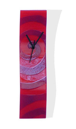 Red With Ruby Swirls Fusion Glass Wall Clock