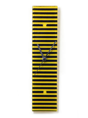 Yellow And Black Retro Stripes Wall Clock