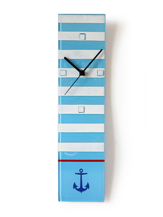 Nautical Anchor Fused Glass Wall Clock