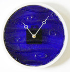 Round White Concrete Blue Waves Fusion Glass Wall Clock