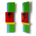 Multi Colours Layered Shapes Fused Glass Wall Clock