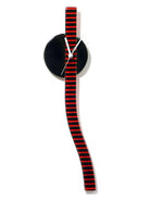 Retro Black And Red Stripes Glass Wall Clock