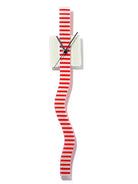 White And Red Stripes Twisting Glass Clock