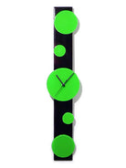 Black And Retro Green Discs Glass Wall Clock