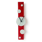 Red And Retro Creamy White Discs Glass Wall Clock