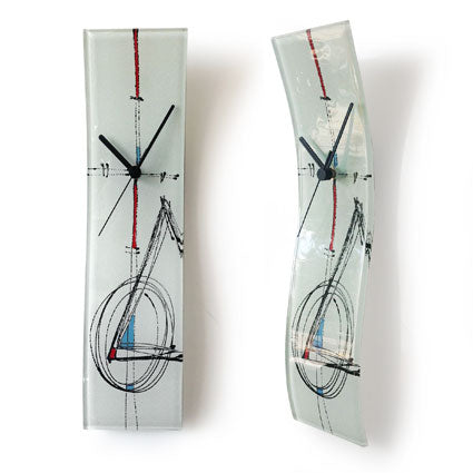 White And Abstract Design Fused Glass Wall Clock
