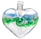 3" Blue and Green Van Glow Hand Blown Glass Heart