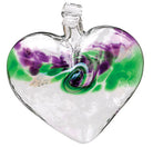 3" Purple and Green Van Glow Hand Blown Glass Heart