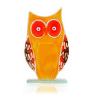 Large Golden Owl Fused Glass Table Art