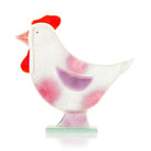 Funky Pink Hen Fused Glass Table Art