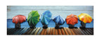 Colourful Umbrellas - 3D Metal Art On Wood Canvas