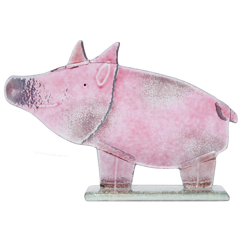 Fun Pink Piggy Pig Hand Crafted Glass Ornament