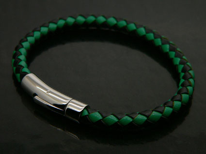 Black and Green Leather Bracelet