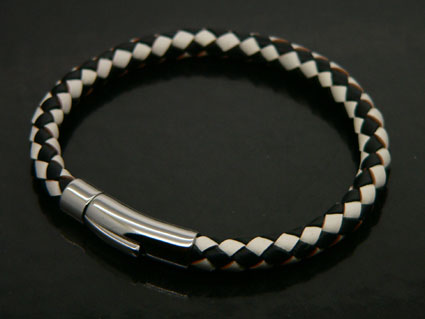 Black and White Leather Bracelet