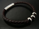 Brown Leather Bracelet With Steel Sliders