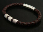 Brown Leather Bracelet With Steel Sliders