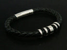 Black Leather Bracelet With Steel Elements