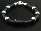 Black Rubber Bracelet With Steel Beads