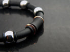 Black Rubber Bracelet With Steel Beads