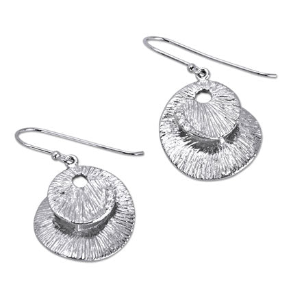 Rhodium Plated Silver Spiralling Earrings With Cz