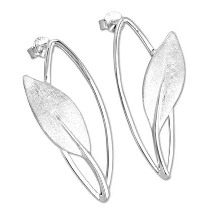 Silver Contemporary Leaf Earrings