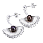 Silver and Pearl Abstract Flower Earrings