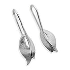Silver Satin Leaf Earrings