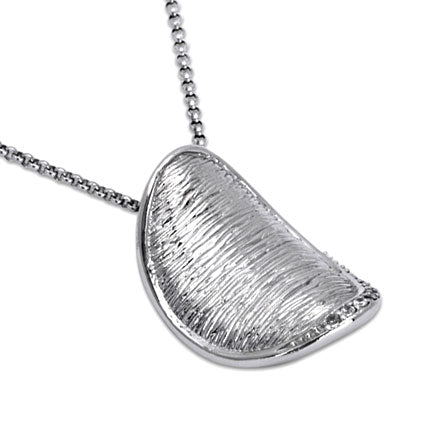 Rhodium Plated Silver Pendant With Cz