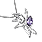 Rhodium Plated Silver Pendant With Amethyst