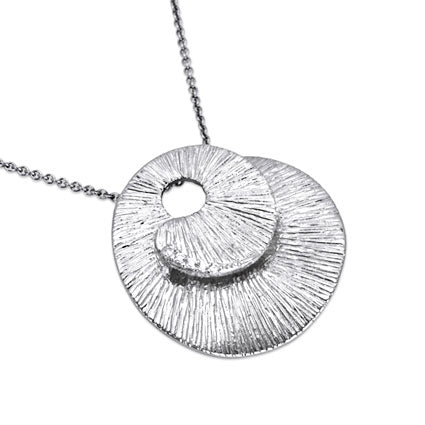 Rhodium Plated Silver Spiralling Pendant With Cz