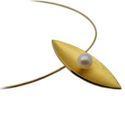 Gold and Pearl On Silver Oval Pendant