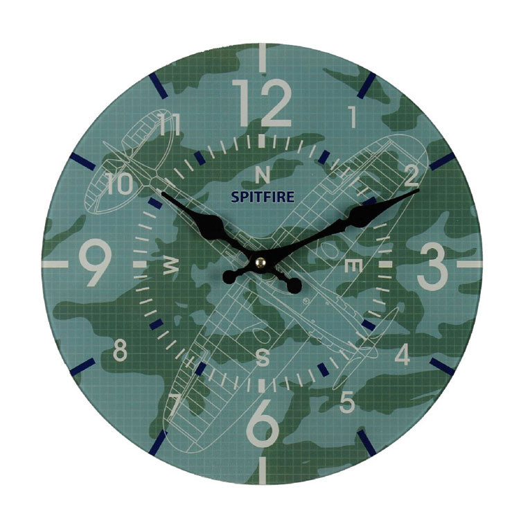 Glass Raf Spitfire Design Wall Clock